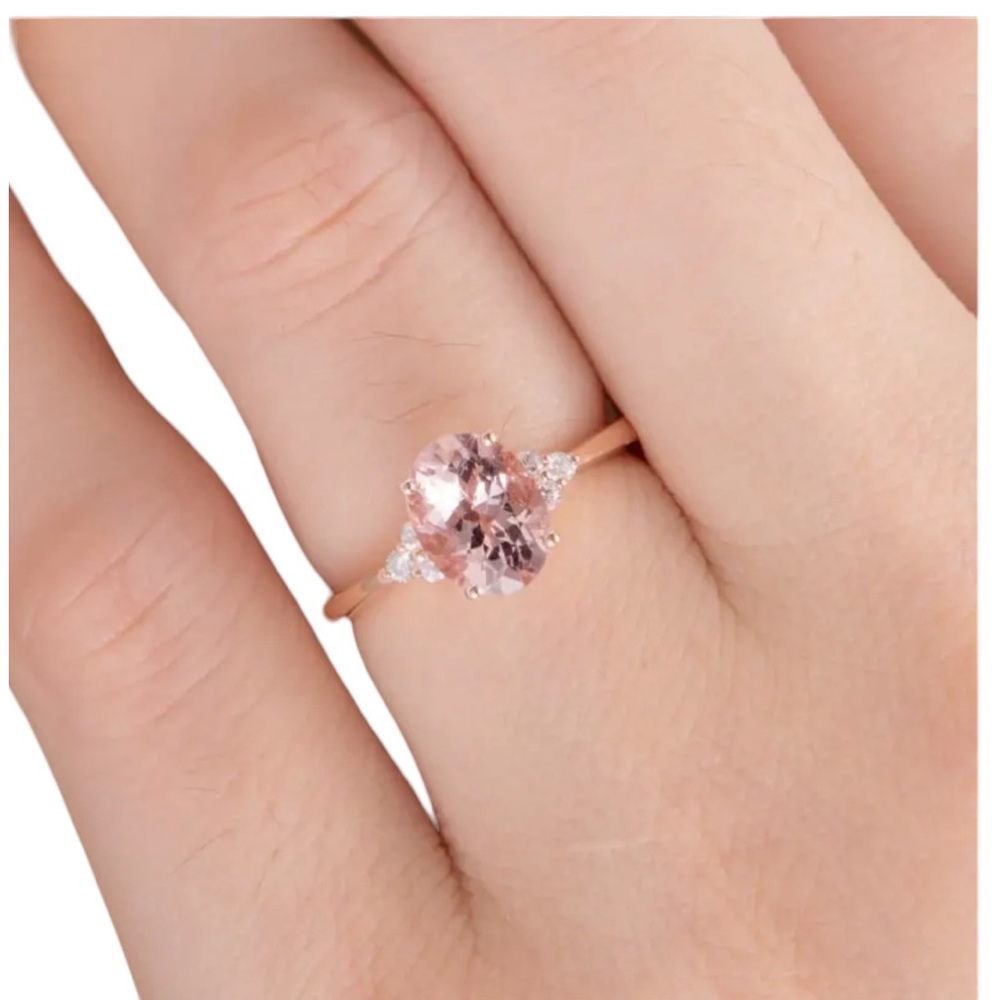 Rose Gold Cubic Zirconia Pink Stone Ring